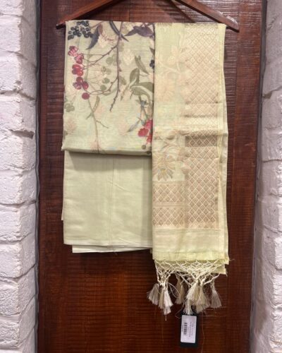 Munga silk suits with digital print lime colour