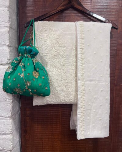 HAND MADE CHIKANKARI GEORGETTE (80GM)