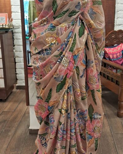 Printed organza with blouse fabric