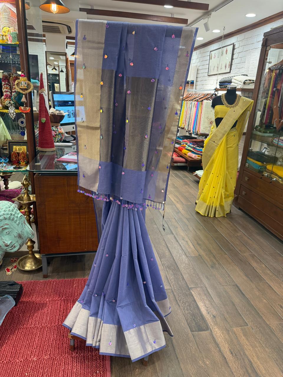 cotton silk saree with zari on borer1