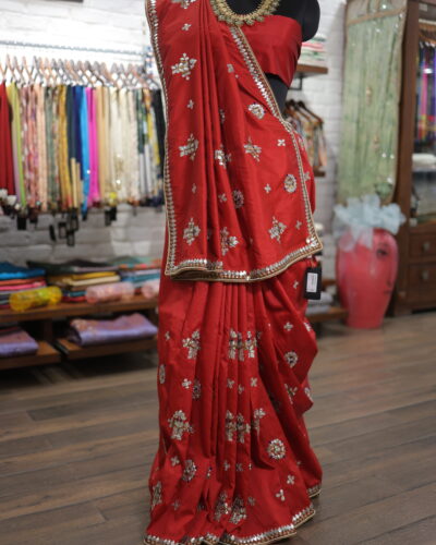 Khatan silk saree with embroidered blouse